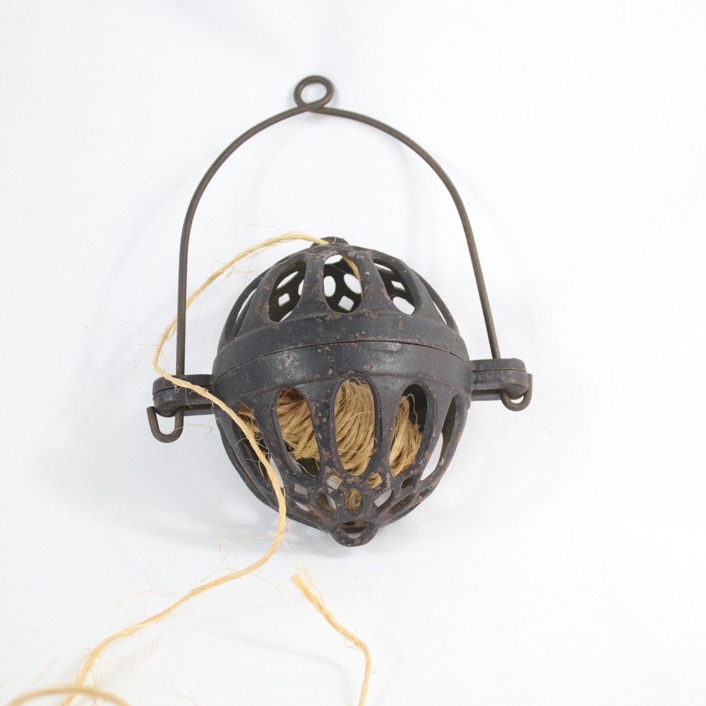 Antique Hanging Cast Iron String Twine Holder Cage Farmhouse Decor